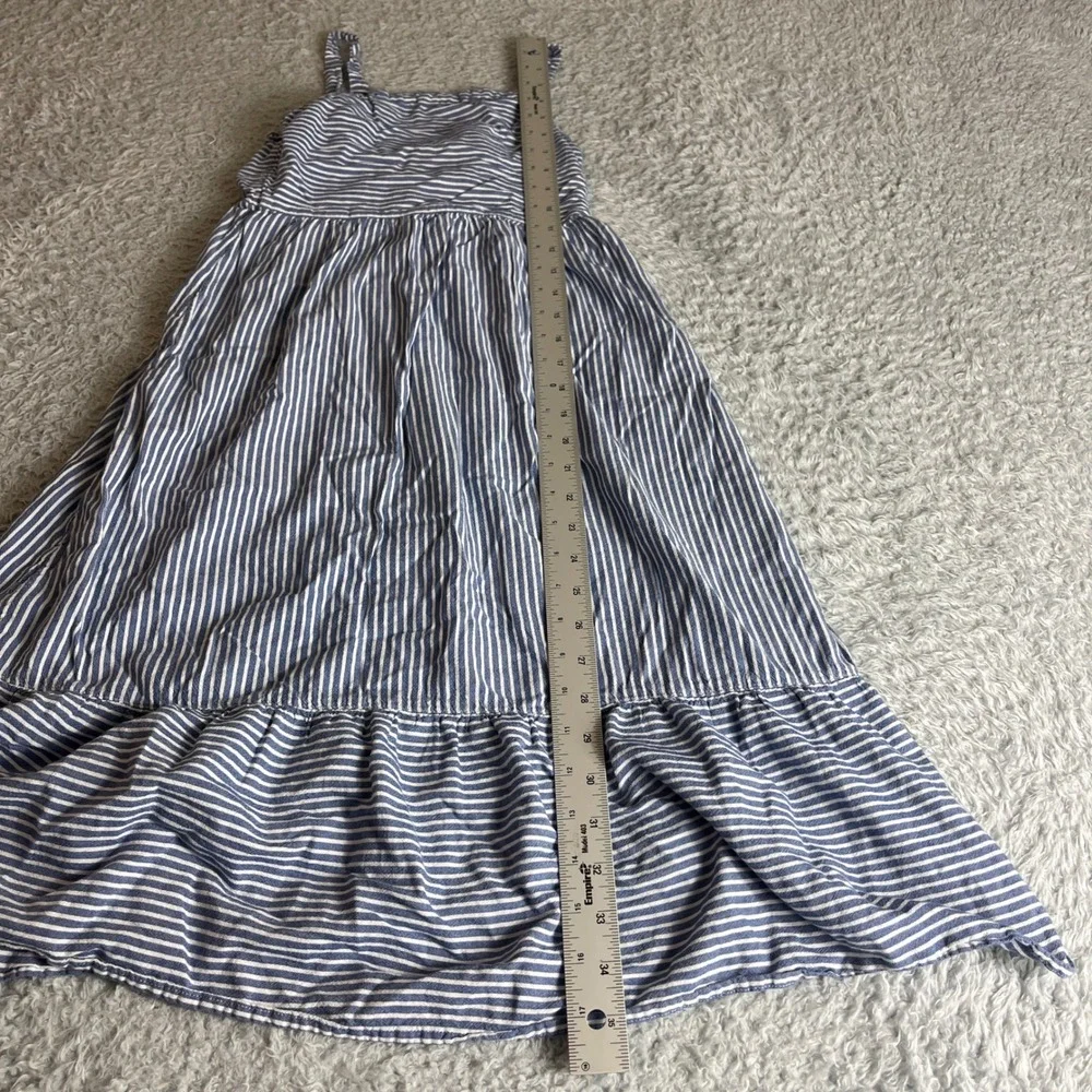 Old Navy Girls Blue White Striped Tiered Maxi Dress Size L 10-12 Cotton Rayon